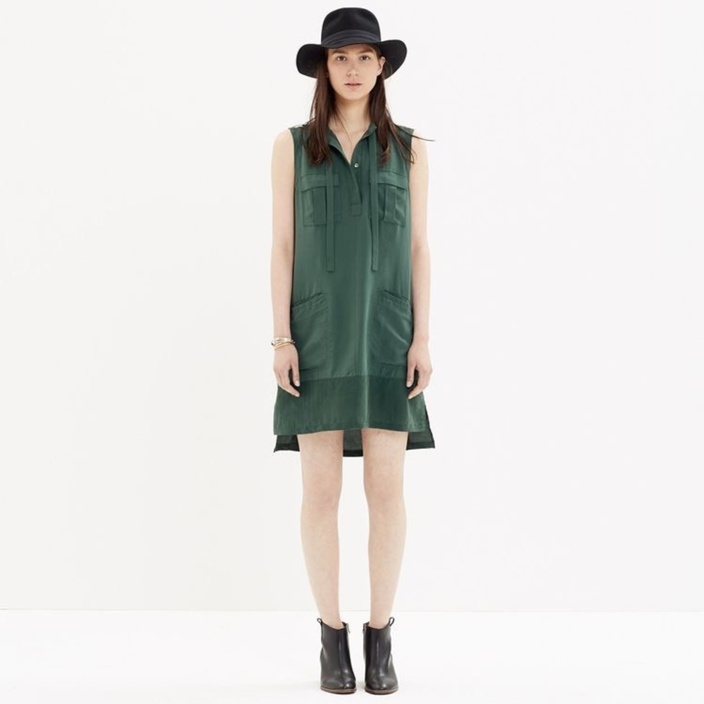 Madewell Forest Green Sleeveless Shift Dress